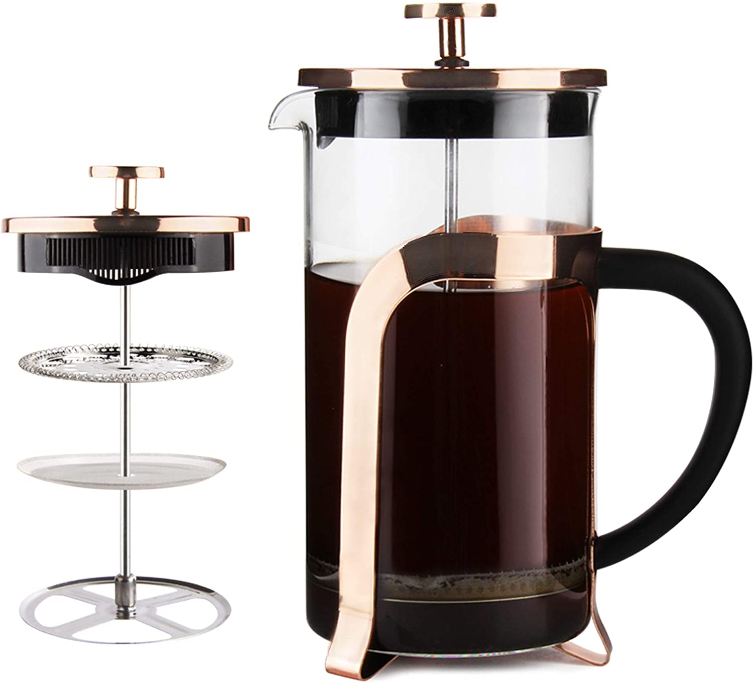 KONA French Press Coffee Maker With Reusable Stainless Steel